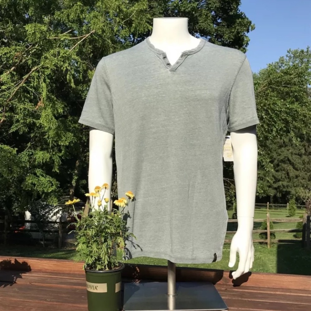 Lucky Brand Mens S Henley T Shirt Venice Burnout Green